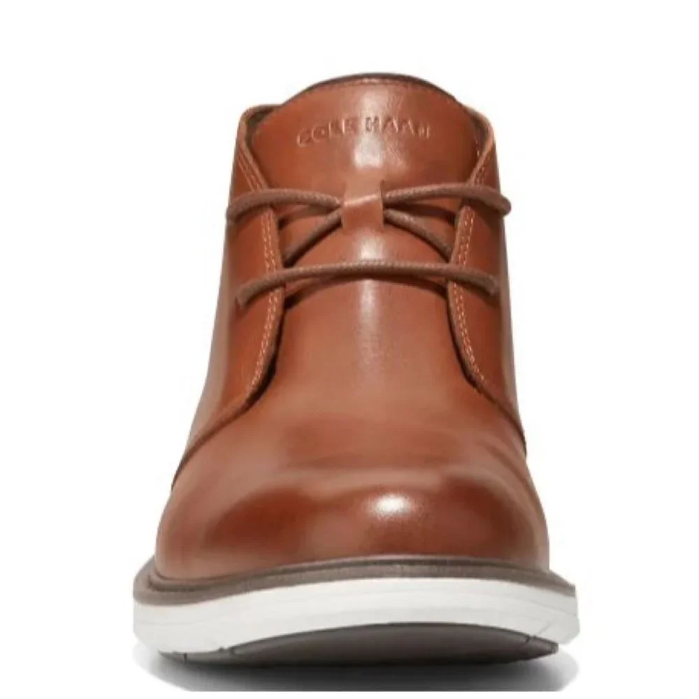 Cole Haan Mens Brown Leather Go To Lace Up White Sole Chukka Boots Sz 9 New